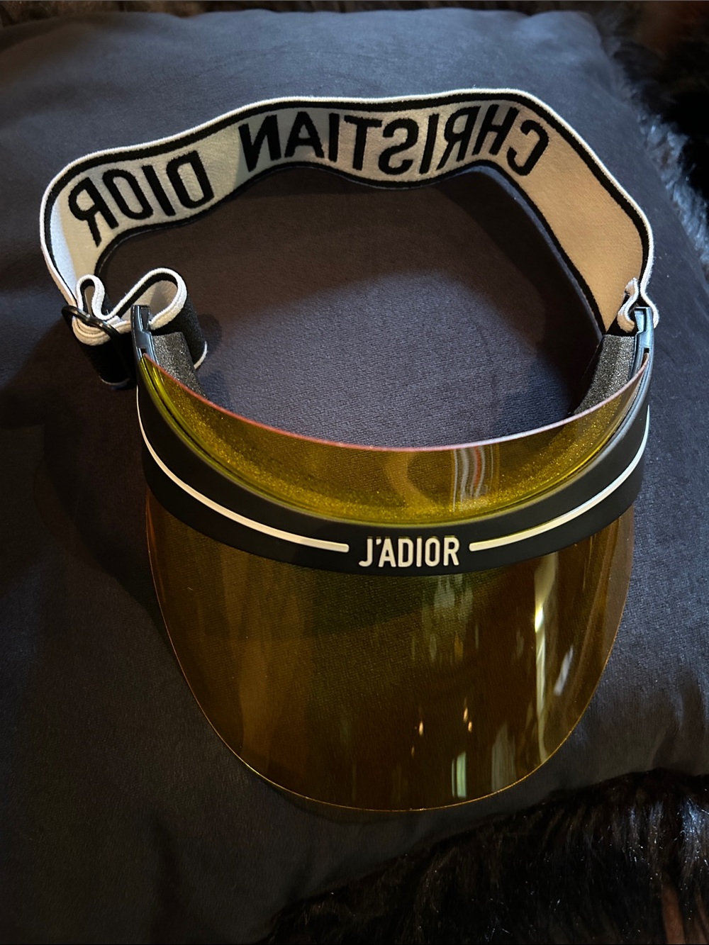 Dior Black and Yellow Logo Elastic Visor